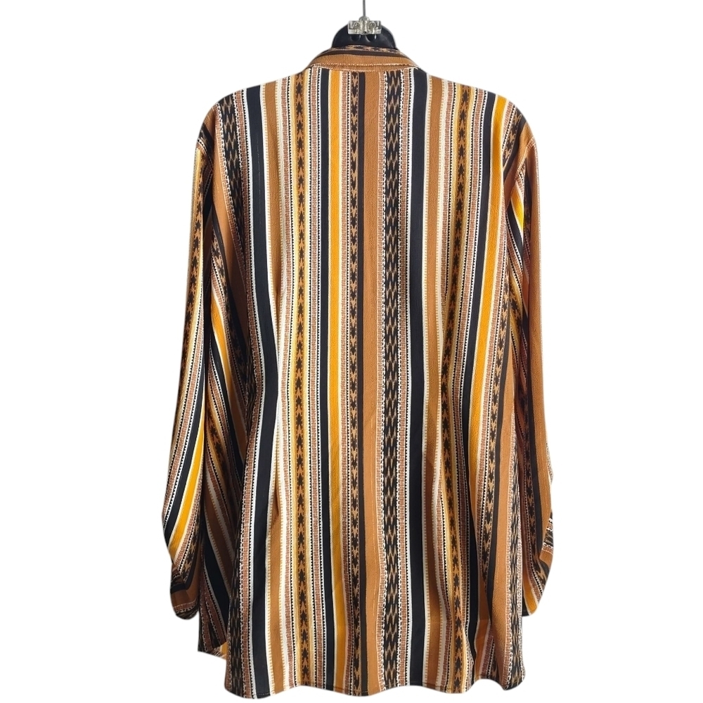 Ruby Rd. Split Button Mixed Stripe Tweed Front Top Blouse Size 1X - Picture 4 of 12